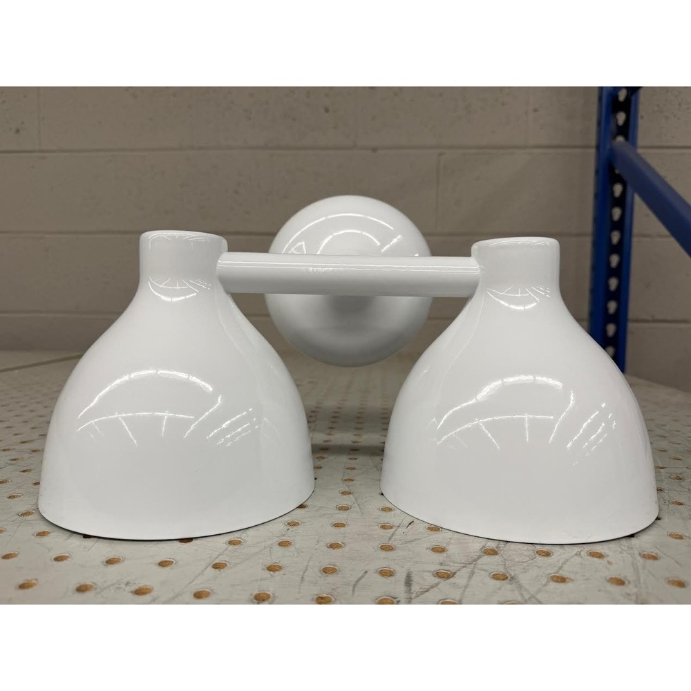 NEW West Elm Modern CONTOUR Double White Gloss Wall Sconces Modern Mid Century